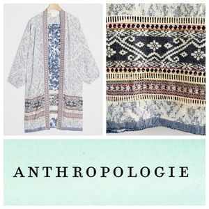 ANTHROPOLOGIE ARWEN BLUE IKAT BOHO KIMONO JACKET